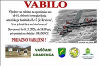Spominska ura ob obletnici strmoglavljenja ameriškega bombnika B-17 v Gradencu